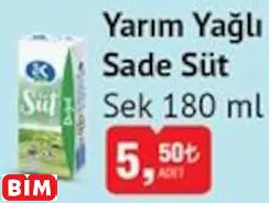 SEK YARIM YAĞLI SADE SÜT